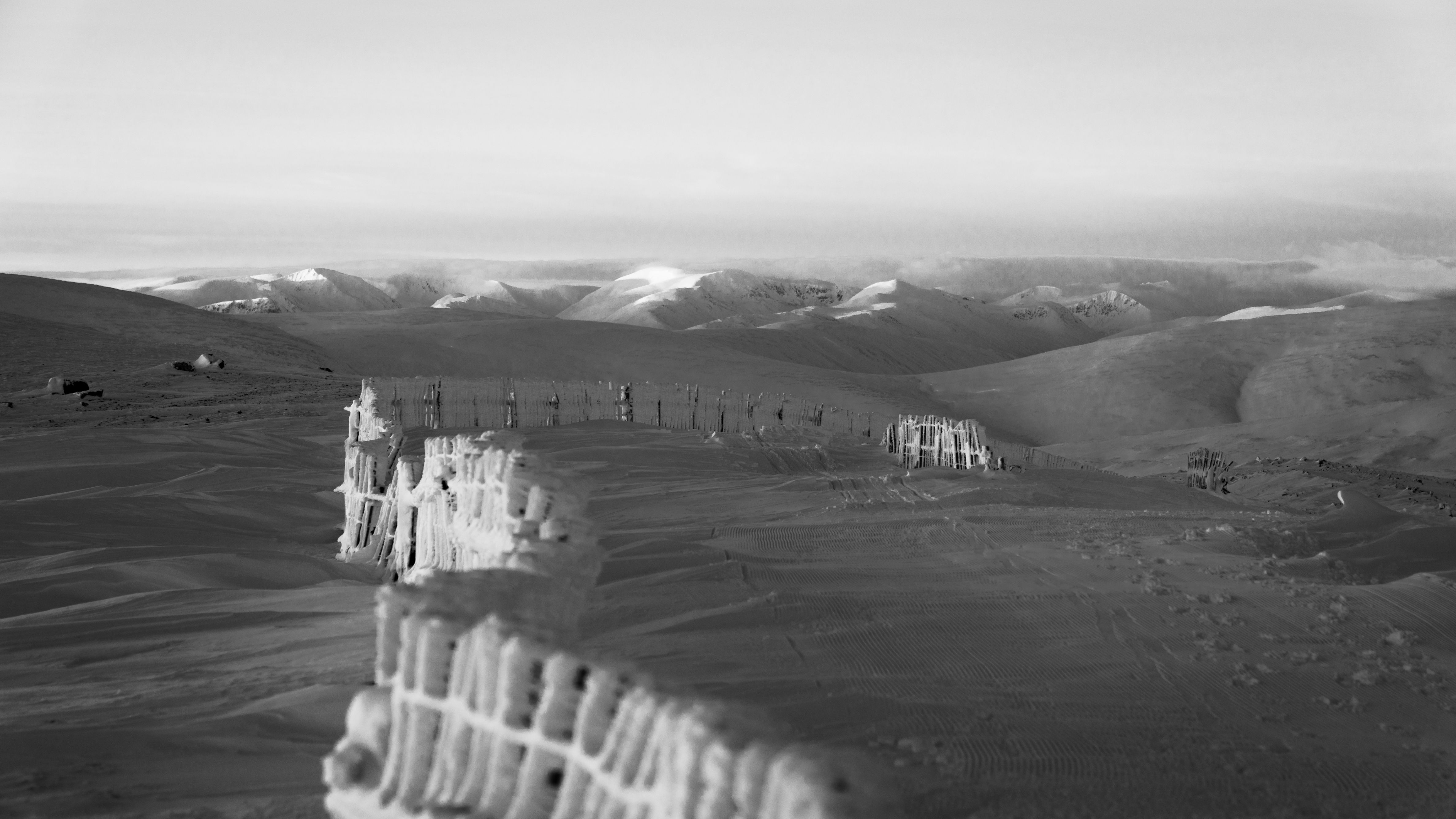Frozen and snowy fence 
